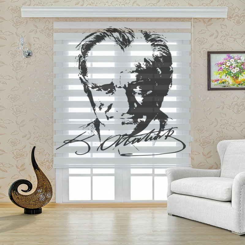 Dijital Baskili Zebra Perde Atatürk 1